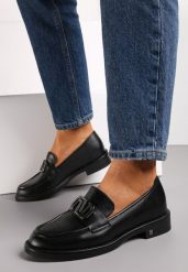 Czarne Mokasyny z Klamerką i Wkładką ze Skóry Naturalnej Zephysa. Czarne mokasyny damskie Renee, ze skóry, bez obcasa. Za 149.99 zł.