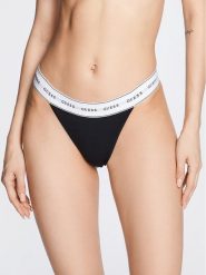 Guess Figi brazylijskie Carrie O2BE04 KBBU1 Czarny. Czarne figi Guess, z aplikacjami, z bawełny. Za 49.99 zł.