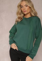 Zielona Bawełniana Bluza z Łańcuszkiem Eleutia. Zielone bluzy damskie Renee, bez wzorów, z bawełny, bez kaptura. Za 79.99 zł.