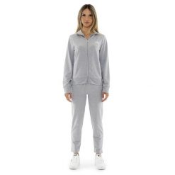 Bluza z bawełna z zamek błyskawiczny na co dzień. Szare bluzy damskie LEONE 1947 APPAREL, bez wzorów, z bawełny, bez kaptura. W wyprzedaży za 246.29 zł.