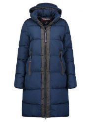 Geographical Norway Płaszcz zimowy "Bluma" w kolorze granatowym rozmiar: XXL. Niebieskie płaszcze damskie Geographical Norway, na zimę, xxl, bez wzorów, z puchu, bez kaptura. Za 291.93 zł.