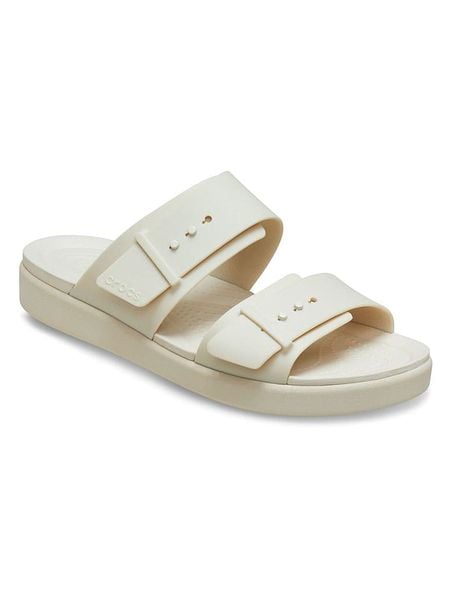 Crocs Klapki w kolorze kremowym rozmiar: 39/40. Brązowe klapki damskie Crocs, bez wzorów, z otwartym noskiem, bez obcasa, bez zapięcia. Za 183.59 zł.