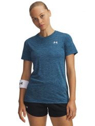 Under Armour Koszulka sportowa "Twist" w kolorze granatowym rozmiar: XL. Niebieskie koszulki sportowe damskie Under Armour, xl, bez wzorów, z materiału, bez ramiączek, outdoorowe. Za 68.95 zł.