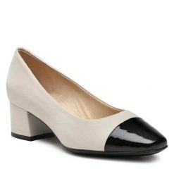 Półbuty Caprice. Białe czółenka damskie Caprice, bez wzorów, bez obcasa, na obcasie. Za 319.99 zł.