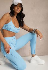 Jasnoniebieski Komplet Sportowy Zdobiony Przeszyciami Legginsy i Top Filaranea. Niebieskie legginsy damskie Renee, m, z aplikacjami, z jeansu, na fitness i siłownię. Za 89.99 zł.