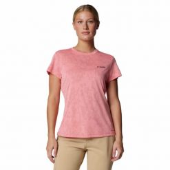 Koszulka szybkoschnąca damska Columbia Bluebird Canyon Short Sleeve Crew. Białe koszulki damskie Columbia, l, bez wzorów, bez kołnierzyka, bez ramiączek. Za 143.99 zł.