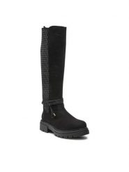 Jenny Fairy Kozaki WS5579-24 Czarny. Czarne kozaki damskie Jenny Fairy, z materiału, bez obcasa, na płaskiej podeszwie, bez zapięcia. Za 199.99 zł.