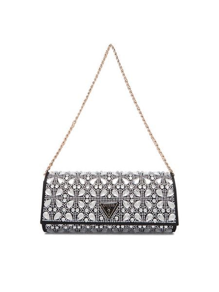 Guess Torebka Elsie Mini HWSC96 50710 Srebrny. Szare torebki wieczorowe damskie Guess, z aplikacjami, z materiału, bez dodatków. Za 719.99 zł.