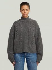 G-Star Wełniany sweter w kolorze antracytowym rozmiar: XL. Czarne swetry klasyczne damskie G-Star, xl, z wełny, bez kołnierzyka. Za 239.95 zł.