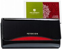 Portfel damski Peterson PTN BC-415 czarny. Czarne portfele damskie Peterson, bez wzorów, ze skóry. Za 184.99 zł.