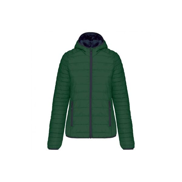 Damska lekka kurtka z kapturem Kariban. Zielone kurtki damskie KARIBAN, bez wzorów, z puchu, z kapturem. W wyprzedaży za 283.00 zł.