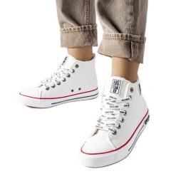 Białe ocieplane trampki Big Star KK274597. Białe trampki damskie bez wzorów, z gumy, bez zapięcia. Za 227.03 zł.