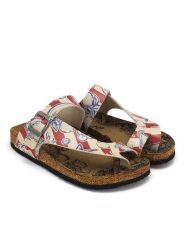 Calceo Japonki w kolorze kremowo-czerwonym rozmiar: 42. Brązowe klapki damskie Calceo, bez wzorów, z otwartym noskiem, bez obcasa, bez zapięcia. Za 165.99 zł.