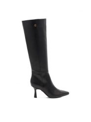 Nine West Kozaki MAIDA ZL23003-2CCP Czarny. Czarne kozaki damskie Nine West, ze skóry, bez obcasa, na szpilce, bez zapięcia. Za 230.99 zł.