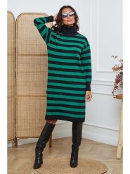 So Cachemire Sukienka dzianinowa "Javot" w kolorze czarno-zielonym rozmiar: M. Zielone sukienki damskie So Cachemire, bez wzorów, z dzianiny, bez ramiączek. Za 165.99 zł.