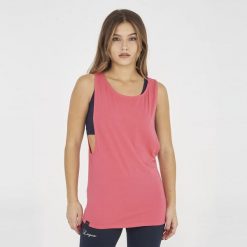 Top treningowy damski NISHER amarena. Czerwone koszulki sportowe damskie LEGEA, bez wzorów, z bawełny, bez ramiączek, na fitness i siłownię. Za 52.00 zł.