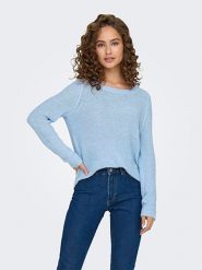 ONLY Sweter w kolorze błękitnym rozmiar: L. Niebieskie swetry klasyczne damskie Only, l, ze splotem, bez kołnierzyka. Za 74.63 zł.