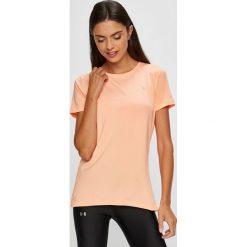 Under Armour - Top. Różowe koszulki sportowe damskie Under Armour, z dzianiny, z krótkim rękawem. W wyprzedaży za 99.90 zł.