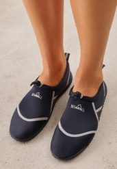 Granatowe Wsuwane Buty Sportowe do Wody z Elastyczną Cholewką Vetilore. Niebieskie obuwie sportowe damskie Renee, na lato, bez zapięcia, do pływania. Za 49.99 zł.