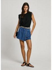 Pepe Jeans Szorty dżinsowe - Regular fit - w kolorze niebieskim rozmiar: W34. Niebieskie szorty damskie Pepe Jeans, z aplikacjami, z jeansu, z podwyższonym stanem. Za 171.28 zł.