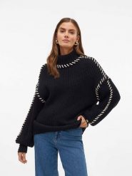Vero Moda Golf w kolorze czarnym rozmiar: XS. Czarne golfy damskie Vero Moda, xs, z aplikacjami, bez ramiączek. Za 83.42 zł.