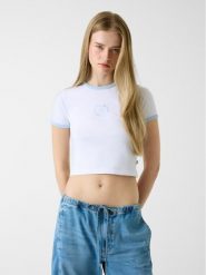 Guess Jeans T-Shirt 180329 Biały Classic Fit. Białe t-shirty damskie Guess Jeans, xxl, z aplikacjami, z jeansu, bez kołnierzyka. Za 159.00 zł.