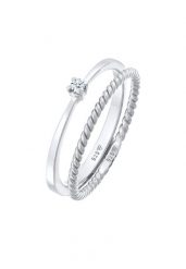 Elli DIAMONDS Damski zestaw soliter 2 częściowy skręcony z diamentem (0.03 ct.) w srebrze 925 Sterling Silver Pierścionki 1 ct. Szare pierścionki damskie Elli DIAMONDS, z brylantem, srebrne. Za 393.99 zł.