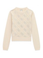 Guess Sweter J6BR13 Z1347 Kremowy Regular Fit. Białe swetry dziewczęce Guess, z aplikacjami, z syntetyku, bez kołnierzyka, bez ramiączek. Za 264.99 zł.