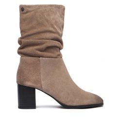 Botki Beverly Hills Polo Club. Szare botki damskie Beverly Hills Polo Club, bez obcasa, na słupku, bez zapięcia. Za 469.99 zł.