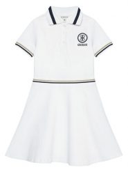 Guess Sukienka codzienna J6RK10 K7064 Biały Regular Fit. Białe sukienki dziewczęce Guess, z aplikacjami, z bawełny, bez ramiączek, proste. Za 229.99 zł.