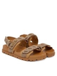 Guess Sandały FLPZY2 FAL03 Brązowy. Brązowe sandały damskie Guess, z aplikacjami, z materiału, bez obcasa, na płaskiej podeszwie, bez zapięcia. Za 499.99 zł.