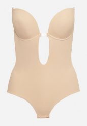 Beżowe Body Modelujące z Odkrytymi Plecami i Usztywniany Miseczkami Pinneliae. Brązowe bielizna korygująca Born2be, bez wzorów. Za 69.99 zł.