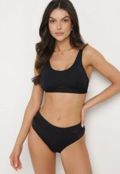 Czarne Bikini Majtki Figi i Biustonosz z Siateczkową Wstawką Natenira. Czarne bikini Born2be, bez wzorów. Za 69.99 zł.