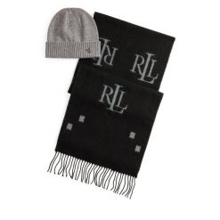 Zestaw Szalik i Czapka LAUREN RALPH LAUREN. Czarne szaliki damskie Lauren Ralph Lauren, bez wzorów. Za 659.99 zł.