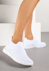 Białe Siateczkowe Buty Sportowe Sneakersy o Wsuwanym Fasonie Niltewi. Białe obuwie sportowe casual damskie Renee, z jeansu, bez zapięcia. Za 59.99 zł.