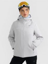 4F Kurtka narciarska membrana 5000 damska - szara XL. Szare kurtki sportowe damskie 4F, na zimę, xl, bez wzorów, z materiału, bez kaptura. Za 349.99 zł.