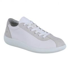 Buty do chodzenia damskie Ecco Sneaker Soft Zero. Białe obuwie sportowe damskie ECCO, z materiału, bez zapięcia, trekkingowe. Za 618.00 zł.