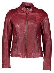BLUE MONKEY Skórzana kurtka "Helia" w kolorze bordowym rozmiar: XXL. Czerwone kurtki damskie BLUE MONKEY, xxl, bez wzorów, ze skóry, bez kaptura. Za 612.45 zł.