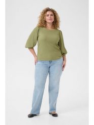 KAFFE curve Koszulka "Civena" w kolorze oliwkowym rozmiar: M. Brązowe koszulki damskie KAFFE curve, m, bez wzorów, bez kołnierzyka, bez ramiączek. Za 69.99 zł.