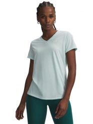 Under Armour Koszulka sportowa w kolorze turkusowym rozmiar: XS. Niebieskie koszulki sportowe damskie Under Armour, xs, bez wzorów, z materiału, bez ramiączek, outdoorowe. Za 69.95 zł.