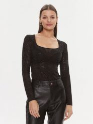 Guess Body Karolina O4RM06 KBZX0 Czarny Slim Fit. Czarne body i gorsety Guess, z aplikacjami, z syntetyku. Za 909.99 zł.