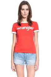 DAMSKI T-SHIRT WRANGLER SS RINGER TEE BITTERSWEET RED W7Z3EVXBO 112132167. Czerwone t-shirty damskie Wrangler, xs, bez wzorów, bez kołnierzyka. Za 69.99 zł.