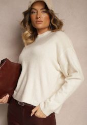 Jasnobeżowy Casualowy Sweter z Wełną Sassilae. Brązowe swetry klasyczne damskie Renee, m, z jeansu, bez kołnierzyka. Za 119.99 zł.
