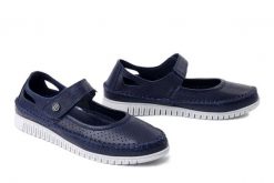 MANITU 840156-05 blau, półbuty damskie. Niebieskie półbuty damskie Manitu, na lato, bez wzorów, ze skóry, bez obcasa, bez zapięcia. Za 229.42 zł.