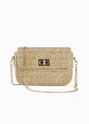 Torebka słomkowa na ramię. Brązowe torebki klasyczne damskie bonprix, na ramię, małe, bez dodatków. Za 109.99 zł.