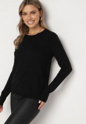 Czarny Casualowy Sweter o Klasycznym Kroju z Wełną i Kaszmirem Dailithra. Czarne swetry klasyczne damskie Born2be, l, z dzianiny, bez kołnierzyka. Za 44.99 zł.