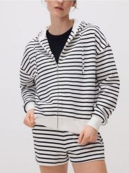 Rozpinana bluza z kapturem - wielobarwny. Bluzy damskie Reserved, l, bez wzorów, z bawełny, z kapturem. W wyprzedaży za 49.99 zł.