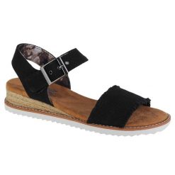 Sandały do chodzenia damskie, Skechers Desert Kiss-Adobe Princess. Czarne sandały damskie Skechers, bez wzorów, z gumy, bez obcasa, bez zapięcia. Za 296.00 zł.