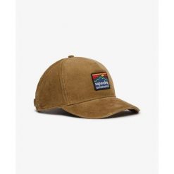 Damska czapka typu trucker Superdry. Brązowe czapki z daszkiem damskie Superdry, bez wzorów. Za 149.95 zł.