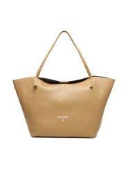 Patrizia Pepe Torebka 2B0130/L148-B775 Beżowy. Brązowe shopper bag Patrizia Pepe, bez wzorów, ze skóry, bez dodatków. Za 1,299.00 zł.